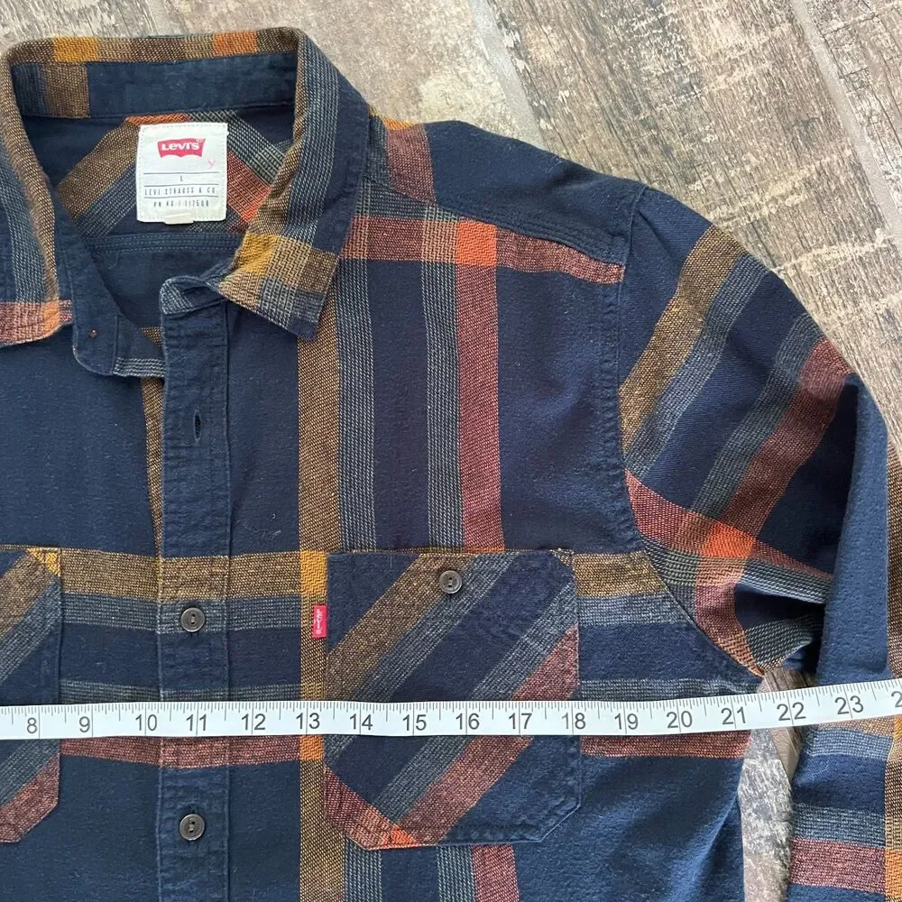 Levi's Button Down Shirt 100% Cotton Navy Cotton Mens Large